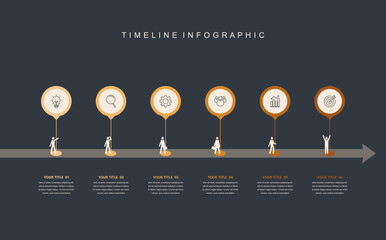 Business road map timeline infographic concept. with icons and 6 options, Corporate milestones graphic elements. workflow layout, diagram, report, web design. Creative, vector