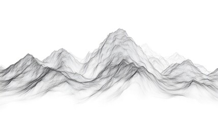 Gray mountain range, digitally rendered.