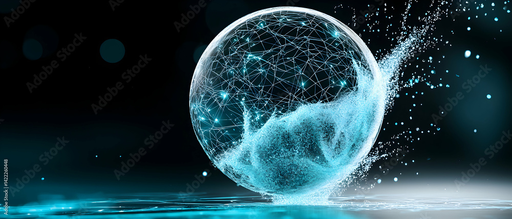 Aufkleber a glowing sphere of connected networks. it symbolizes data flow energy and digital innovation. ideal