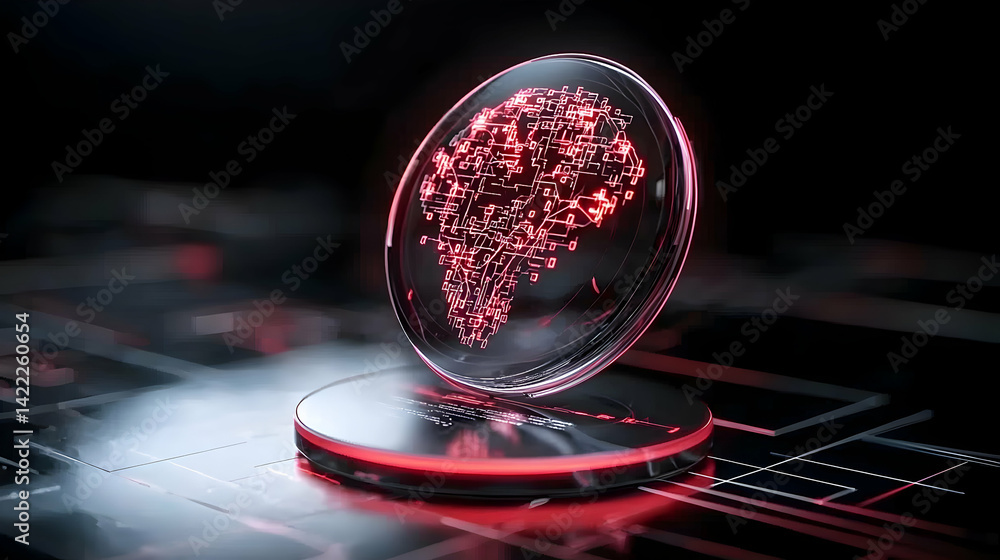 Poster a futuristic illustration showcasing a glowing brain representing artificial intelligence. suitable 