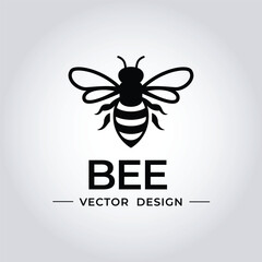 Black Line Art Bee Logo – Minimalist Vector Design, Elegant and Simple Symbol for Handmade Products, Herbal Brands and Eco Shops
