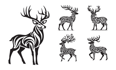 Tribal Deer Tattoo Designs – Vector Art Collection