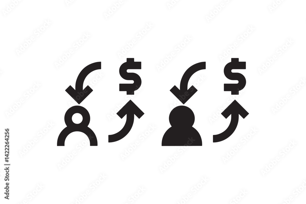 Poster user conversion and revenue generation icon set vector
