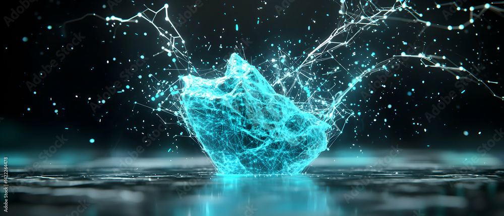 Poster abstract illustration of a glowing energy structure. suitable for science fiction concepts technolog