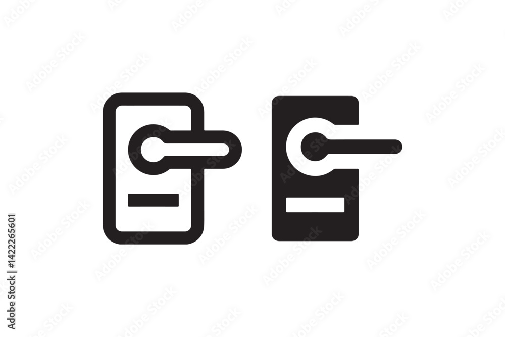 Poster minimal door handle and lock icon design vector