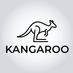 Black Kangaroo Silhouette Logo – Minimalist Vector Design, Elegant Wildlife Emblem for Outback-Themed Brands, Natural Packaging & More
