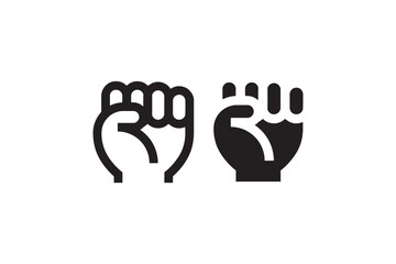 Fist raised hand icon in outline and solid Vector