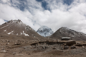 China Tibet Mount Kailash on a cloudy summer day