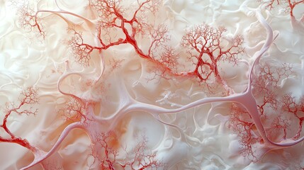 Abstract Red Vein System Over White Texture Background Health Concept