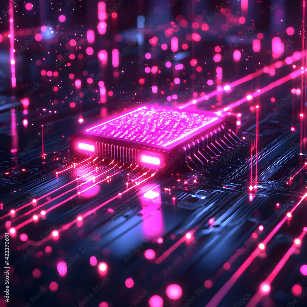 Aufkleber abstract image of a glowing pink circuit board. ideal for tech presentations and digital marketing. 
