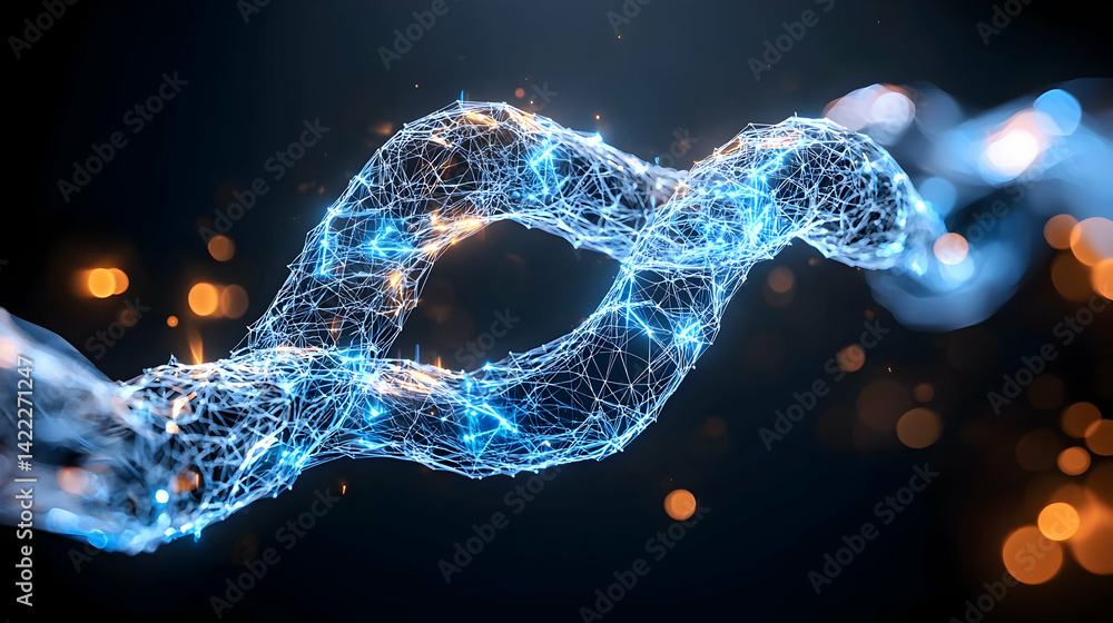 Poster an abstract digital rendering shows a glowing network connection. ideal for tech presentations and v