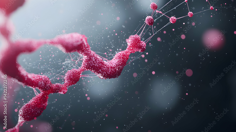 Aufkleber an abstract image depicting a dna-like structure with a gradient background. it is a visually captiv