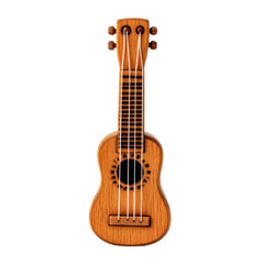 Obraz premium Miniature Wooden Guitar Toy With String Detail Isola on a transparent background