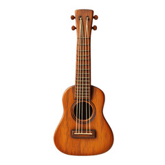 Fototapeta premium Miniature Wooden Guitar Toy With String Detail Isola on a transparent background