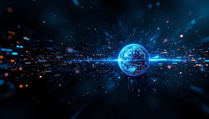 Obraz premium Abstract digital world with glowing connections.