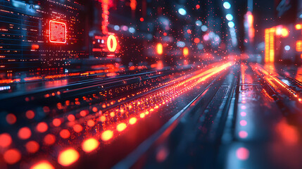 Futuristic digital abstract of data streams and a circuit board. Excellent for technology articles blog posts or as a high-tech background.