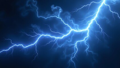 Bright lightning strike in a dark sky.