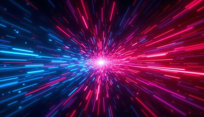 Naklejka premium Colorful light rays creating dynamic energy burst.