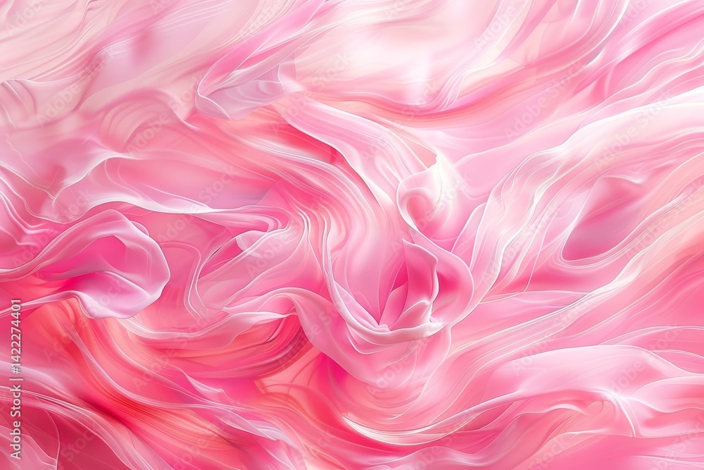 Poster a close-up shot of flowing pink fabric with intricate swirls and delicate texture, soft pink swirls 
