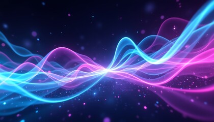 Obraz premium Colorful waves of light in a digital background.