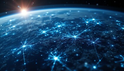 Obraz premium Connected world with glowing network lines.