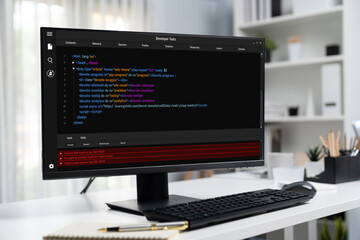 Software development programming on computer screen for brisk application and program coding