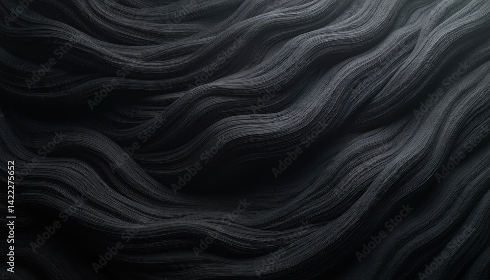 Aufkleber abstract black background illustration. flowing wavy lines create dynamic texture. dark monochrome a