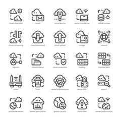 Cloud Storage Icon pack for your website, mobile, presentation, and logo design. Cloud Storage Icon outline design. Vector graphics illustration and editable stroke.