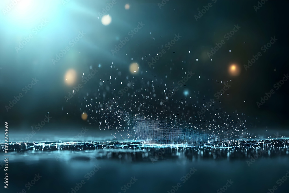Poster abstract digital landscape with glowing particles and a futuristic aesthetic perfect for technology-