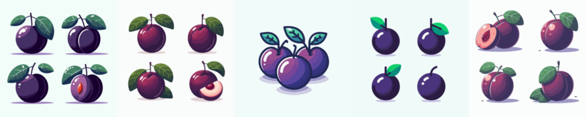 vector collection of fresh and delicious purple eggplant vegetables
