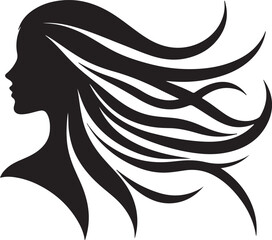 Silhouette of Woman with Hair Flowing in Wave Patterns