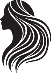 Silhouette of Woman with Hair Flowing in Wave Patterns
