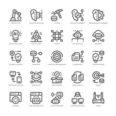 Machine Learning Icon pack for your website, mobile, presentation, and logo design. Machine Learning Icon outline design. Vector graphics illustration and editable stroke.