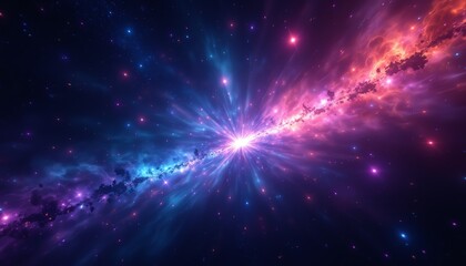 Fototapeta premium Vibrant cosmic explosion of galaxies and stars.