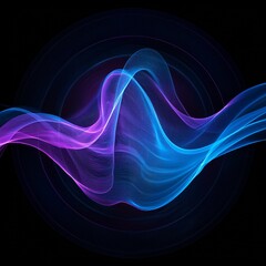 Fototapeta premium An abstract representation of sound waves, showcasing a mesmerizing interplay of colors against a dark background. The dynamic lines suggest energy and movement.