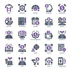 Personal Finance Icon pack for your website, mobile, presentation, and logo design. Personal Finance Icon dual tone design. Vector graphics illustration and editable stroke.
