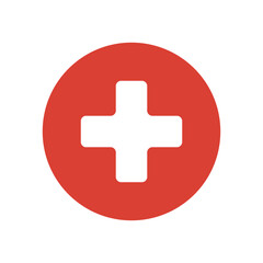 Obraz premium Red Circular Medical Cross Icon Representing Healthcare, First Aid, and Emergency Medical Services for Hospitals, Editable Vector Illustration Isolated on a White Background