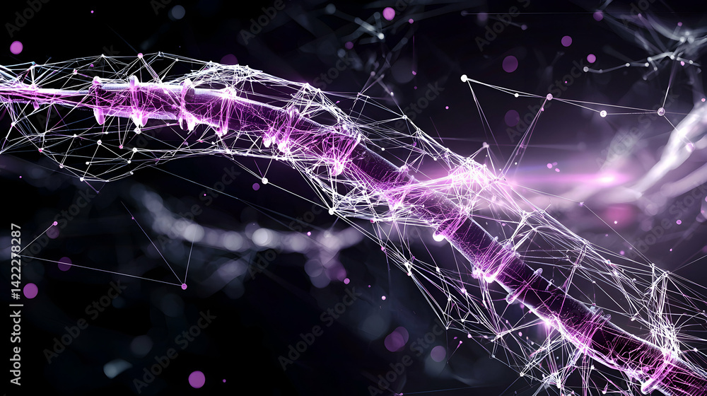 Poster abstract digital art depicting a network structure. it could be used for science presentations showc