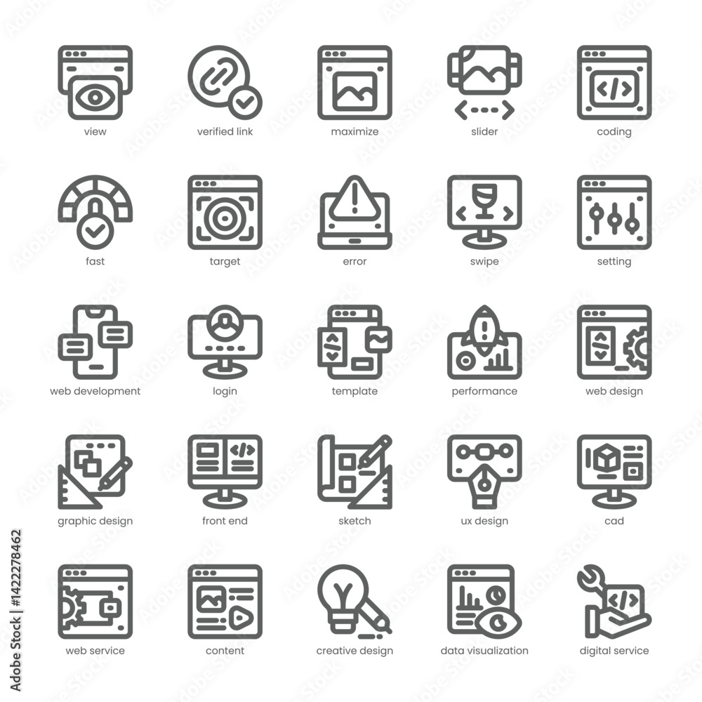 Wall mural responsive website icon pack for your website, mobile, presentation, and logo design. responsive web