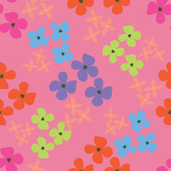 Cute floral pattern. Seamless vector pattern. Elegant template for fashion prints. Small pink and blue flowers for folk print. White background. Stock vector