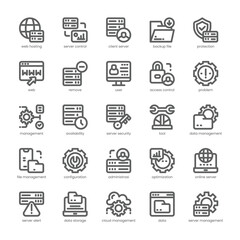 Server Management Icon pack for your website, mobile, presentation, and logo design. Server Management Icon outline design. Vector graphics illustration and editable stroke.