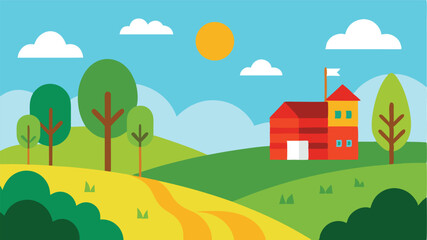 Obraz premium forest sunset with light rays landscape background