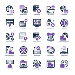 Server Management Icon pack for your website, mobile, presentation, and logo design. Server Management Icon dual tone design. Vector graphics illustration and editable stroke.