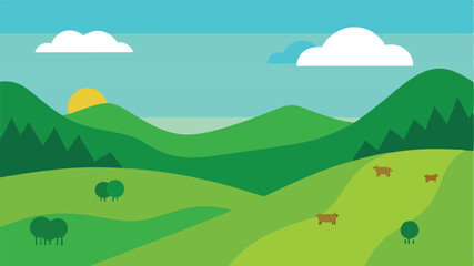 Obraz premium inked mountain scene with trees landscape background