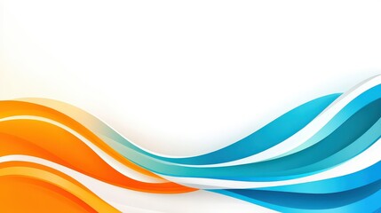 Colorful layered abstract waves curving across a white background gracefully