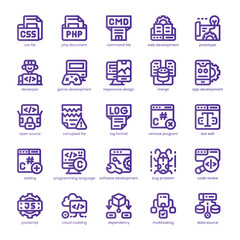 Software Development Icon pack for your website, mobile, presentation, and logo design. Software Development Icon line basic color design. Vector graphics illustration and editable stroke.