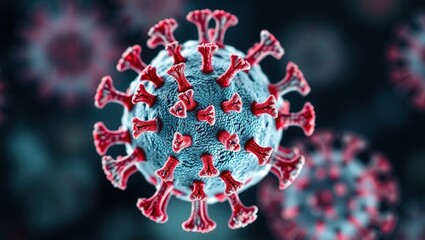 Macro View of Delta Plus Coronavirus Cell, COVID-19 Variant B.1.1.529, 2022 Pandemic