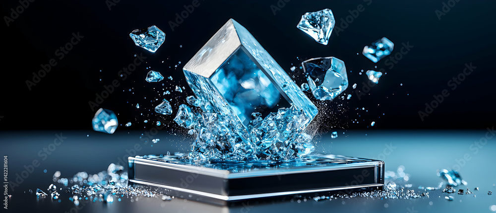 Aufkleber a dynamic image showing a glass prism shattering. ideal for technology abstract designs or science f