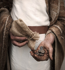 Male hands holding a bag