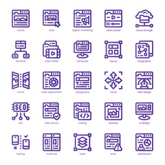 Web Design Icon pack for your website, mobile, presentation, and logo design. Web Design Icon line basic color design. Vector graphics illustration and editable stroke.